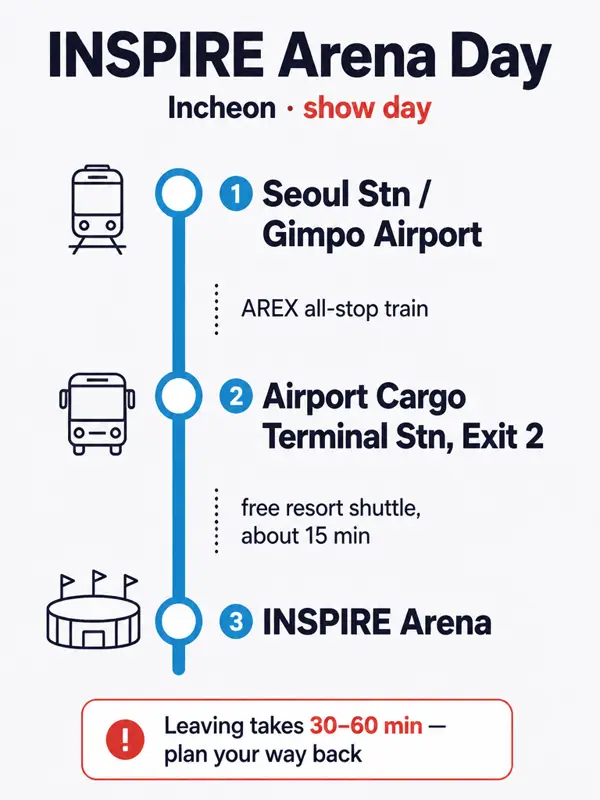Route map: Fan meeting day at INSPIRE Arena