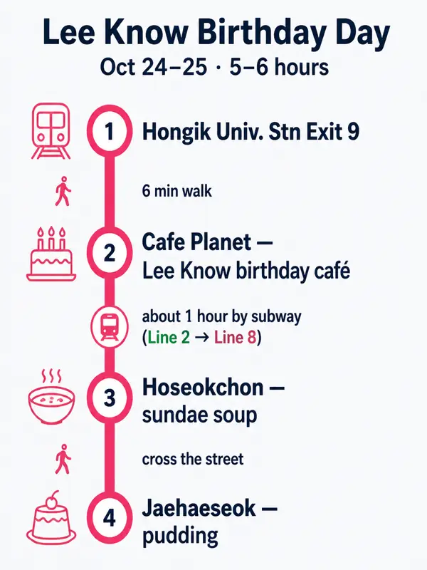 Route map: Lee Know birthday day (Oct 24–25)