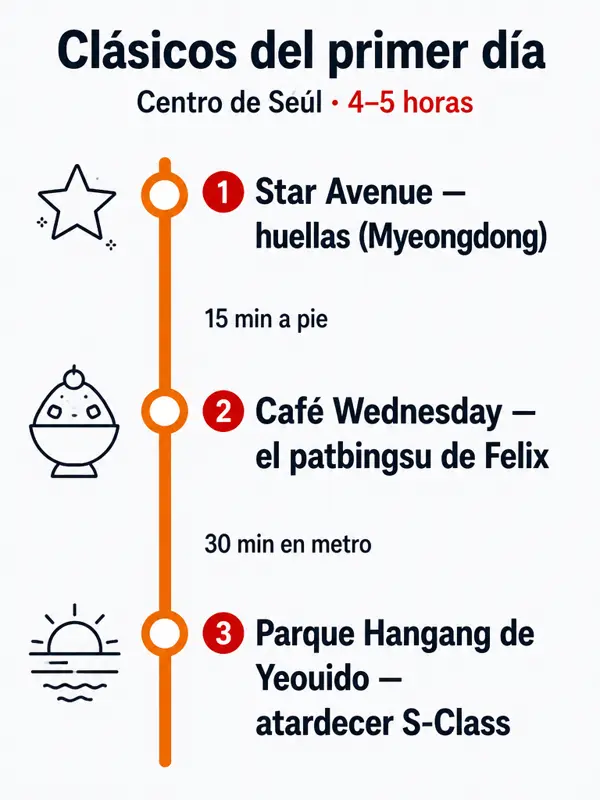 Mapa de la ruta: Clásicos del primer día: de Myeongdong al río Han