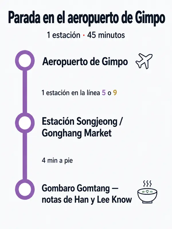 Mapa de la ruta: Llegada o salida por el aeropuerto de Gimpo