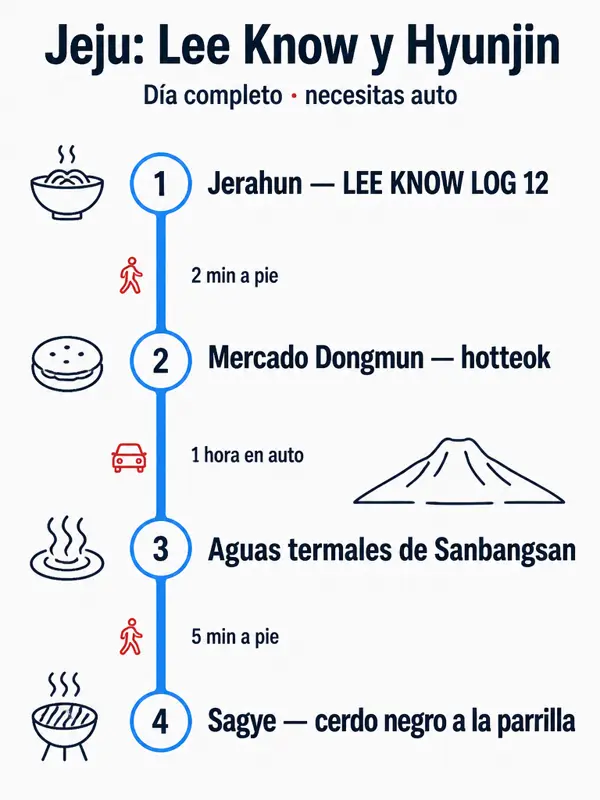 Mapa de la ruta: Jeju: los antojos de mercado de Lee Know + el cerdo negro de Hyunjin