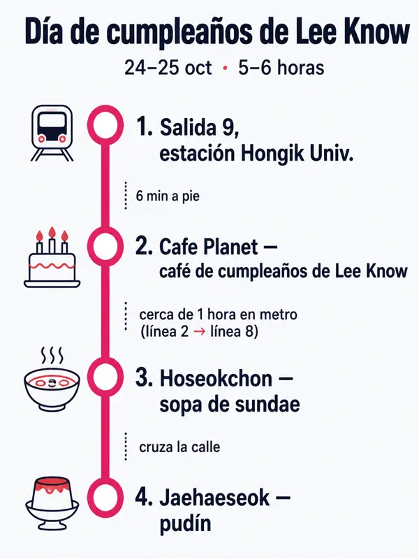 Mapa de la ruta: Día de cumpleaños de Lee Know (24–25 oct)