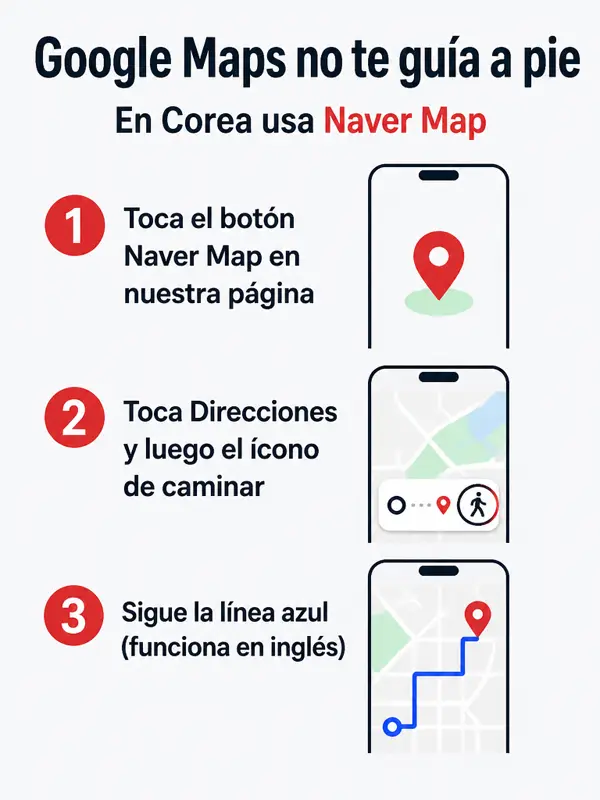 Usa Naver Map o Kakao Map, no Google