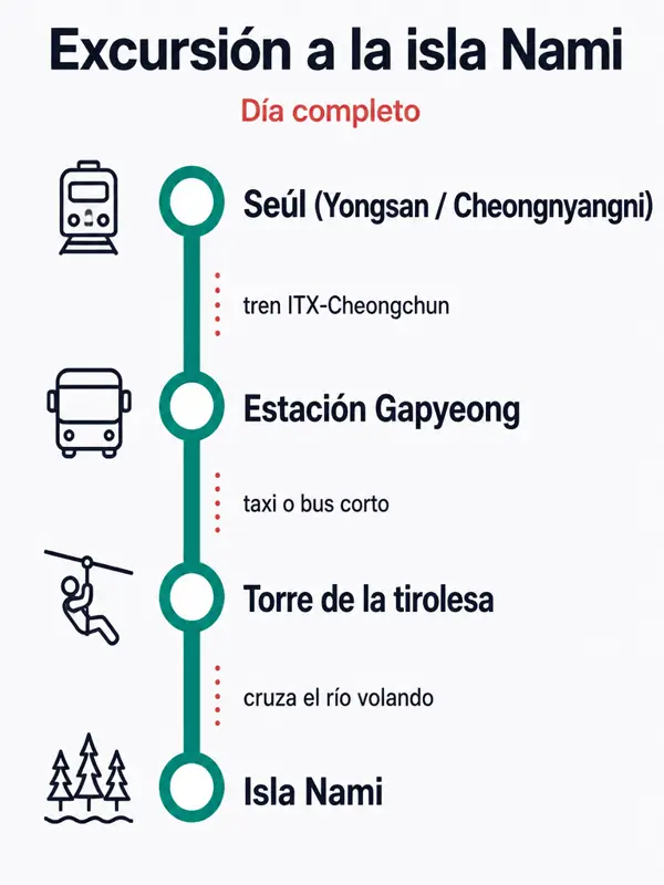 Mapa de la ruta: Excursión: isla Nami en tirolesa